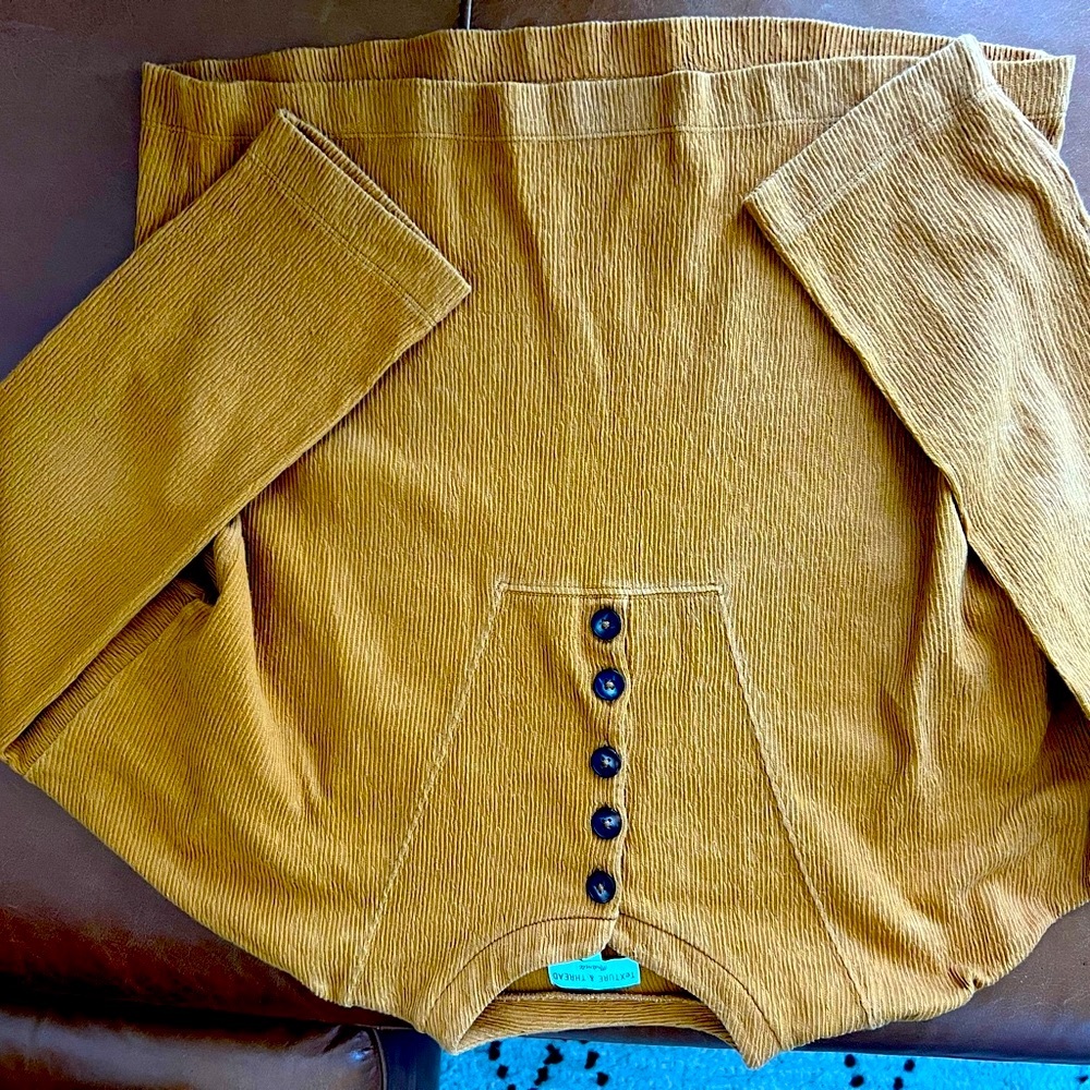 Madewell Texture and Thread 100% Cotton Henley Medium Mustard Gold
